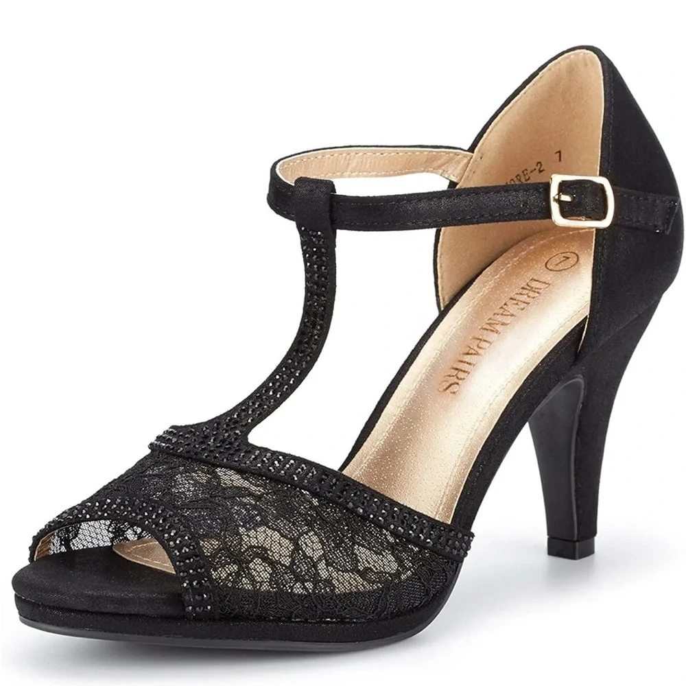 DREAM PAIRS Women's Amore Fashion Stilettos Open Toe Pump Heel Sandals - Picture 2 of 10